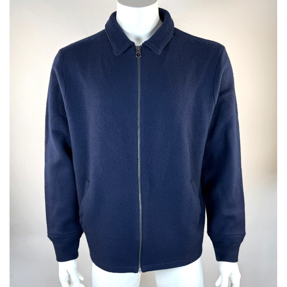 J Crew Boiled Merino Wool Coach's Sweater Jacket Men XL NWOT Full Zip BM099 Navy